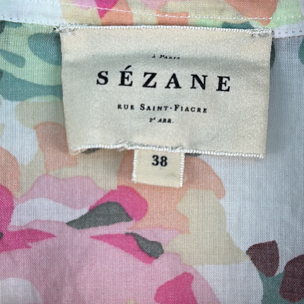 Sezane Pierro Floral Button-Up Blouse in Pink and Green - Picture 8 of 10